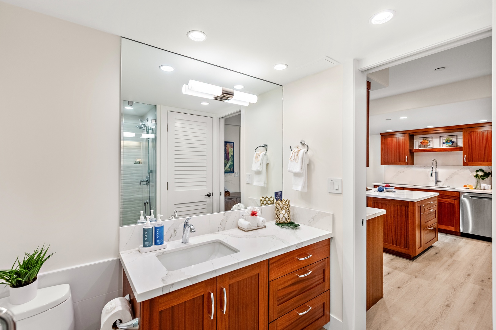 Spa-inspired luxury in every detail. A beautifully designed bathroom featuring modern finishes, elegant touches, and a serene space to refresh and unwind in comfort.