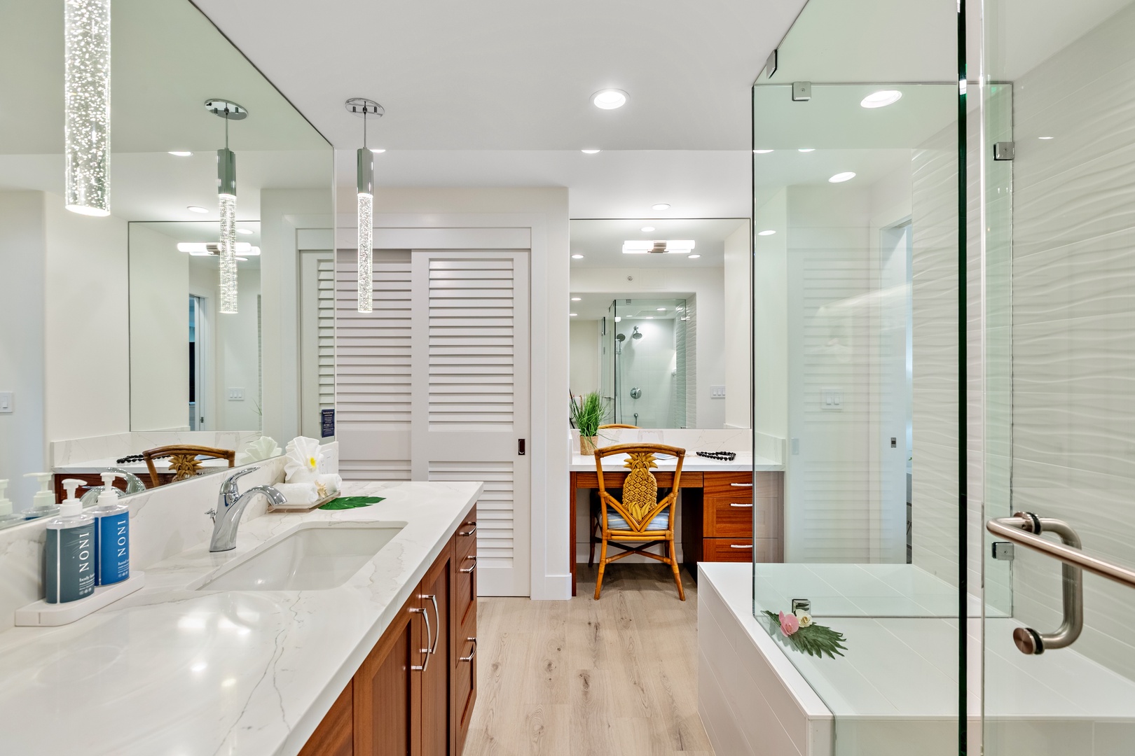 A private master bathroom designed for comfort and relaxation. Featuring elegant finishes, a spacious layout, and a calming atmosphere to start and end your day in island style.