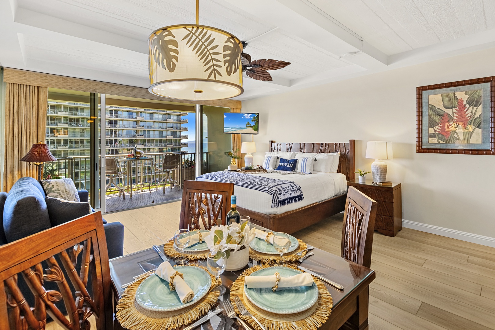 Relax in your tropical suite where island-inspired decor meets modern comfort, complete with ocean views from your private balcony.