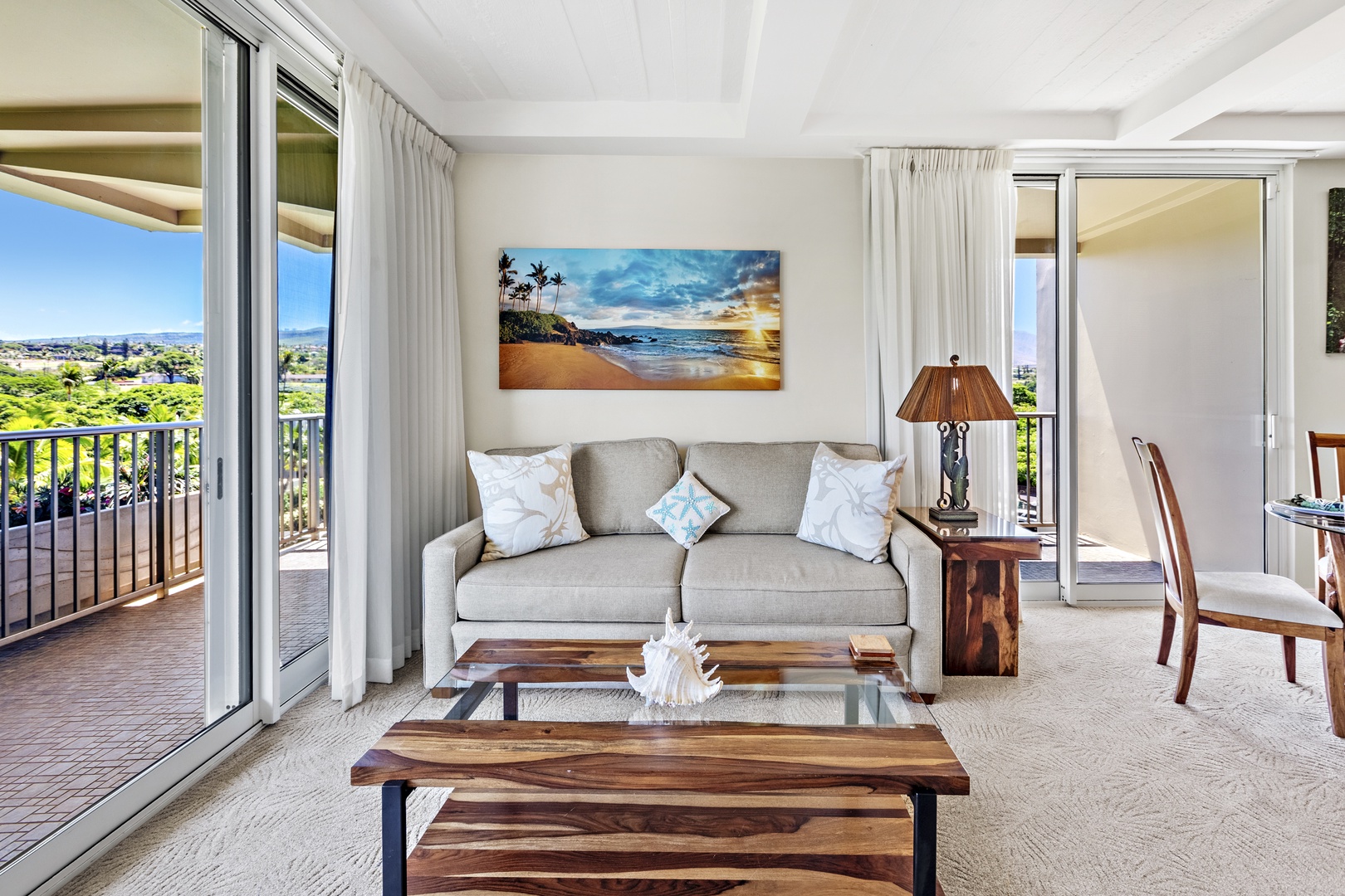 Spacious living area featuring a comfortable pull-out sofa sleeper