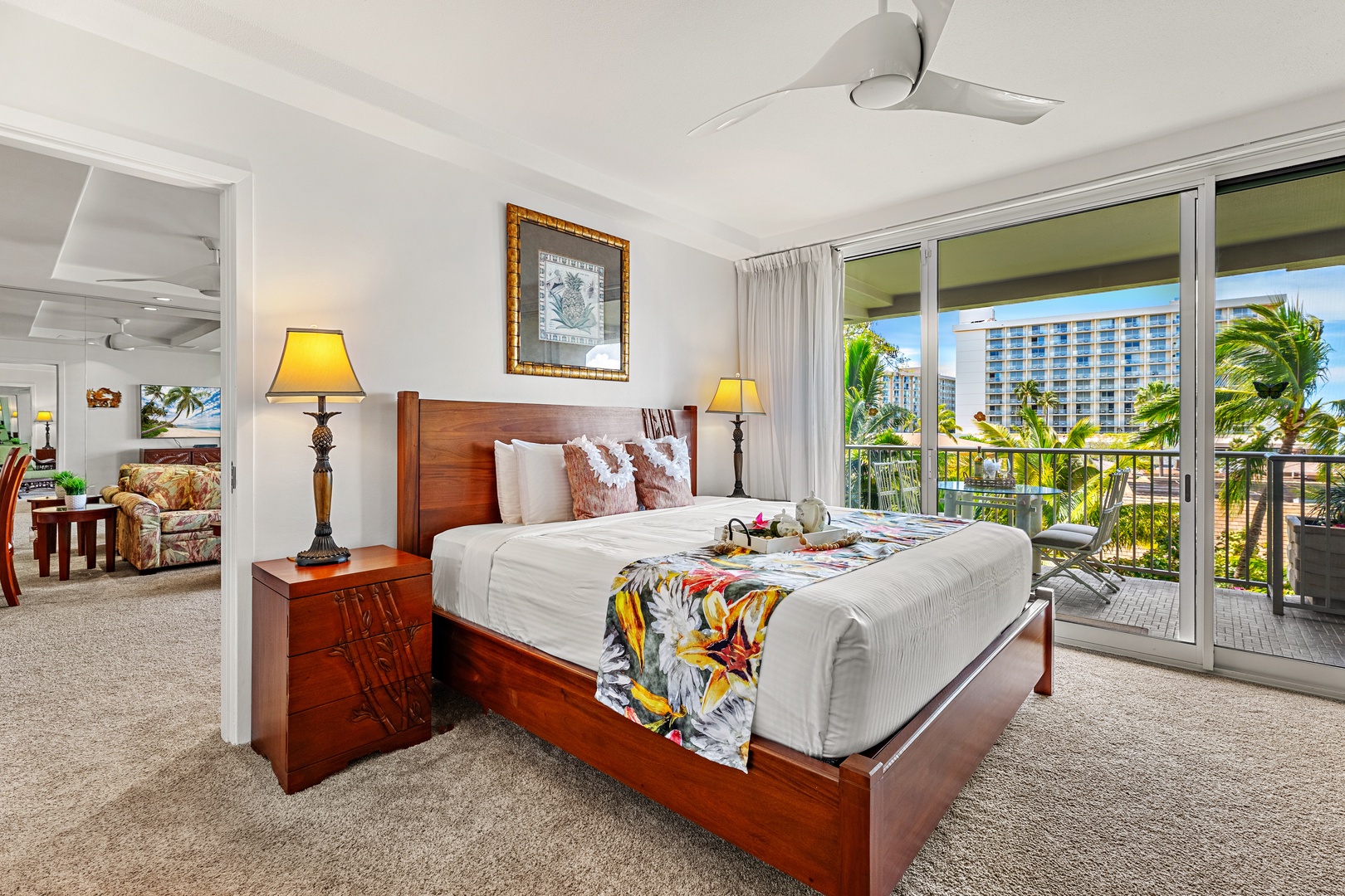 Wake up to island light and step straight out to sweeping resort views. This bright, airy bedroom features a plush king-size bed for ultimate comfort, with direct access to a private balcony that blends indoor-outdoor island living in the heart of paradis