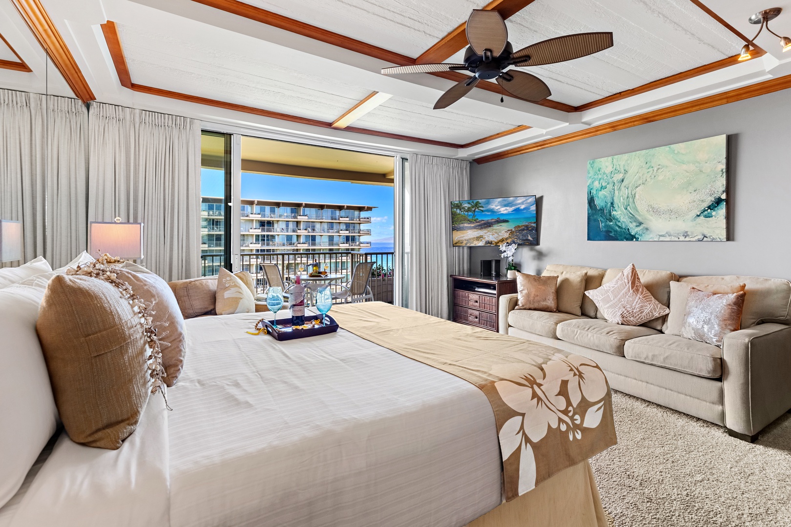 Relax in the inviting living area and step right out onto your private balcony. Where island breezes and stunning views await.