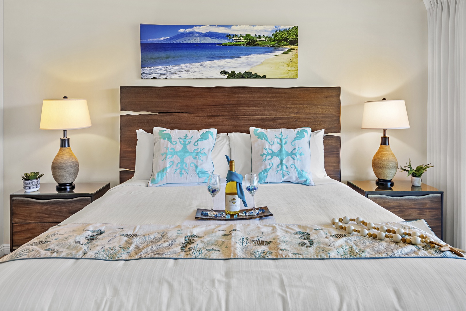 Sink into a plush king-size bed designed for ultimate comfort. Soft linens, cloud-like pillows, and a cozy, inviting feel to make it the perfect place to unwind after a day in paradise.