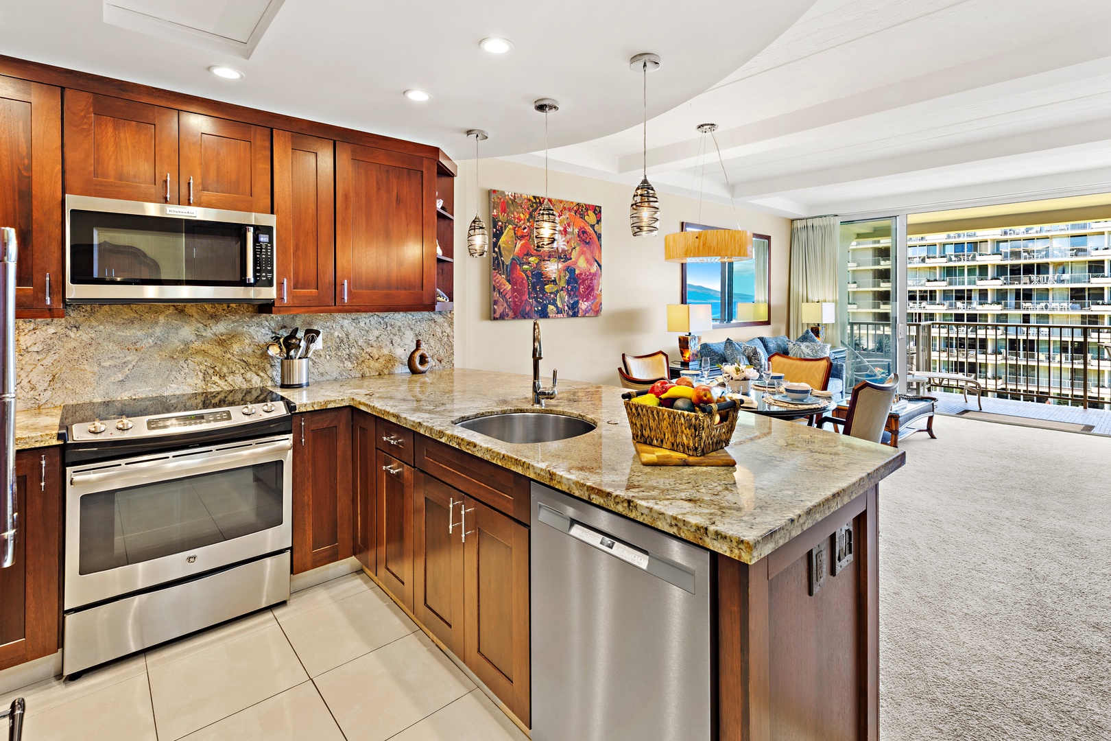 Your gourmet kitchen invites you to create memories with granite countertops, stainless appliances, and warm cherry cabinetry that opens to a bright, welcoming living space.