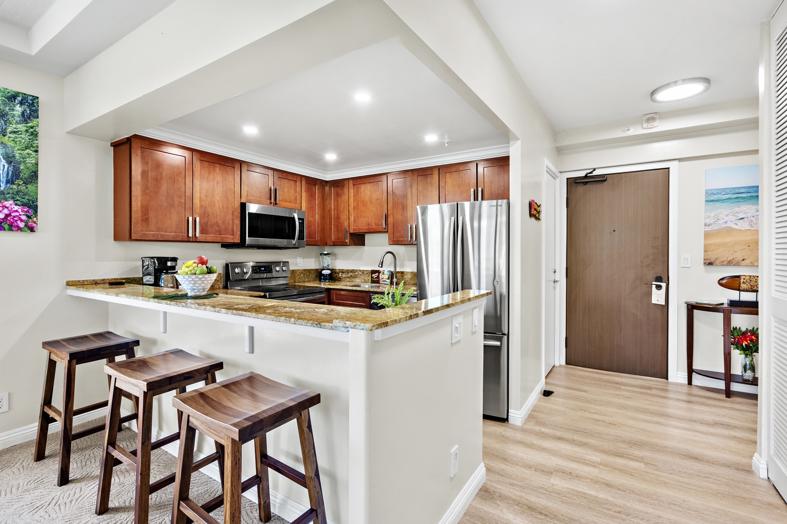 Everything you need, right at your fingertips. A fully equipped kitchen stocked with all the essentials. Perfect for cooking your favorite meals in paradise.