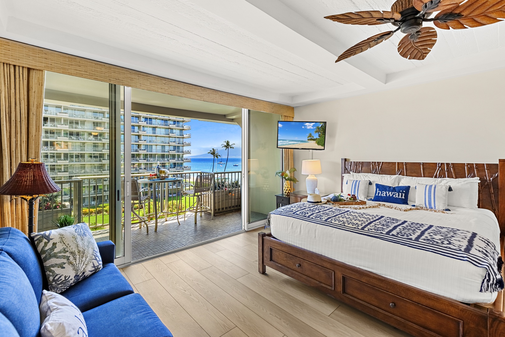 Wake up to stunning ocean views from your tropical bedroom, complete with island-inspired décor and a private balcony overlooking paradise.