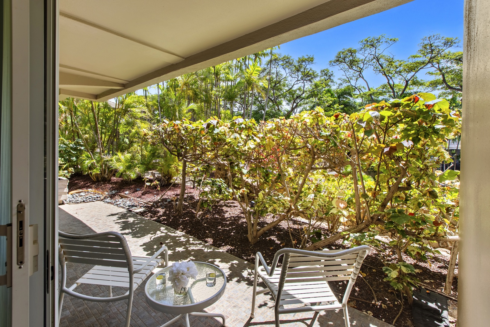 Step onto your private patio where morning coffee meets tropical paradise, surrounded by lush gardens and warm island breezes.