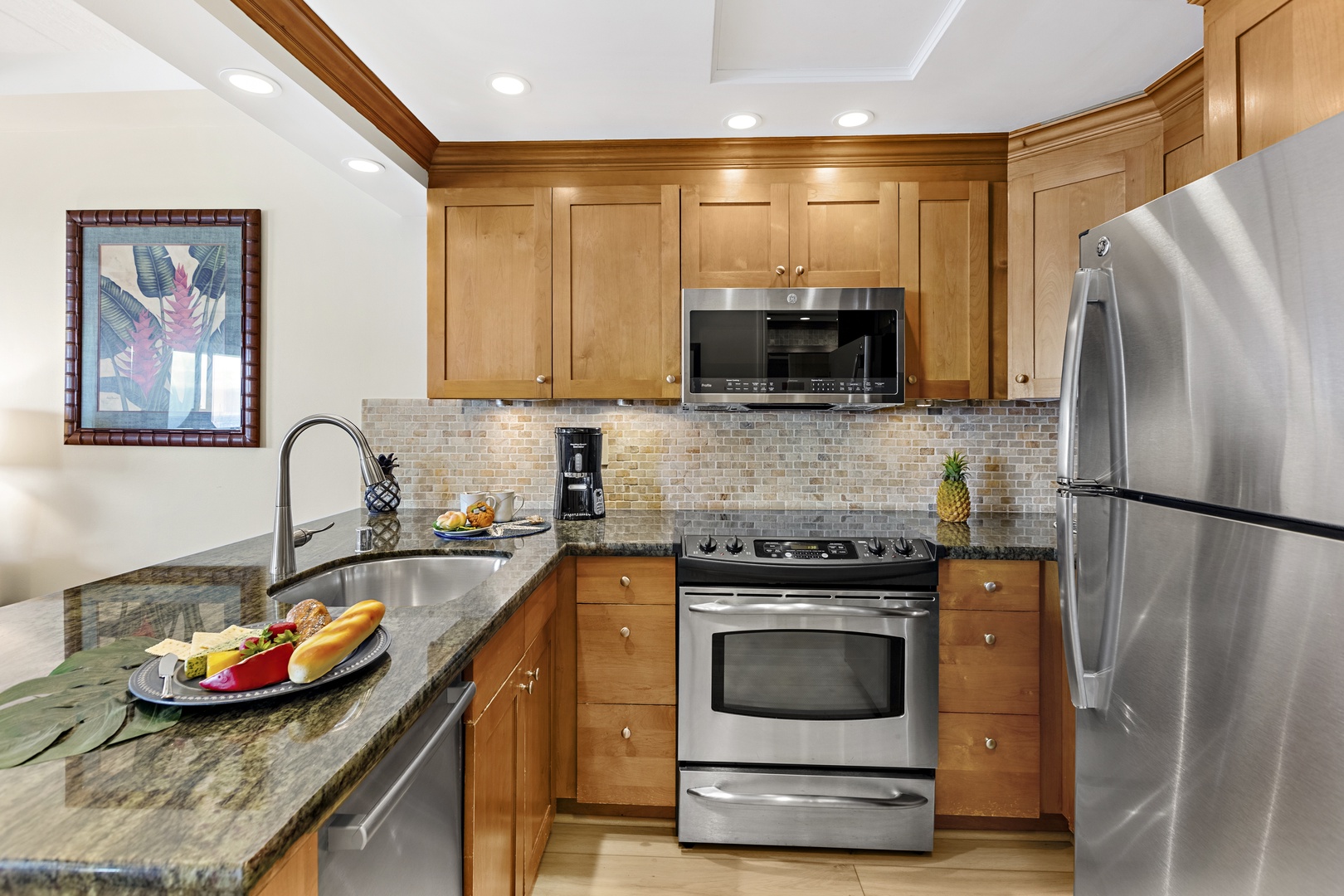 Your fully equipped kitchen awaits with granite counters, stainless appliances, and everything you need to create memorable meals during your getaway.
