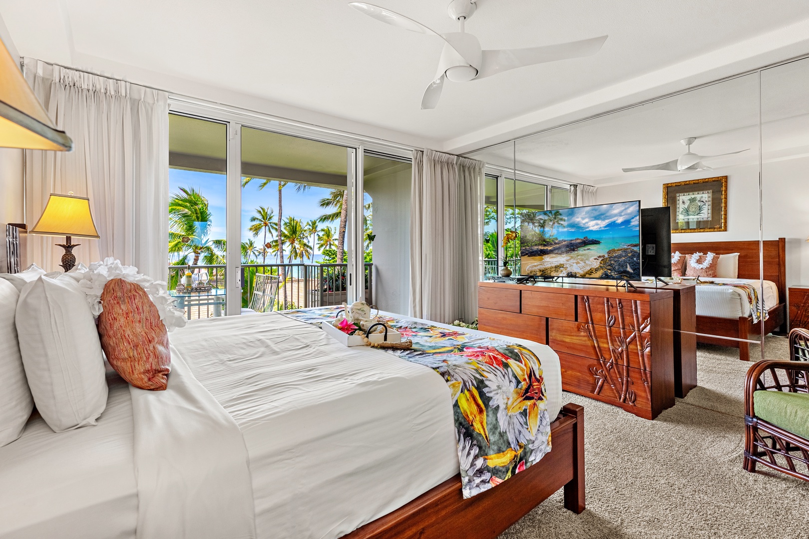 Sink into a plush king-size designed for ultimate comfort. Soft linens, cloud-like pillows, and a cozy, inviting feel to make it the perfect place to unwind after a day in paradise.