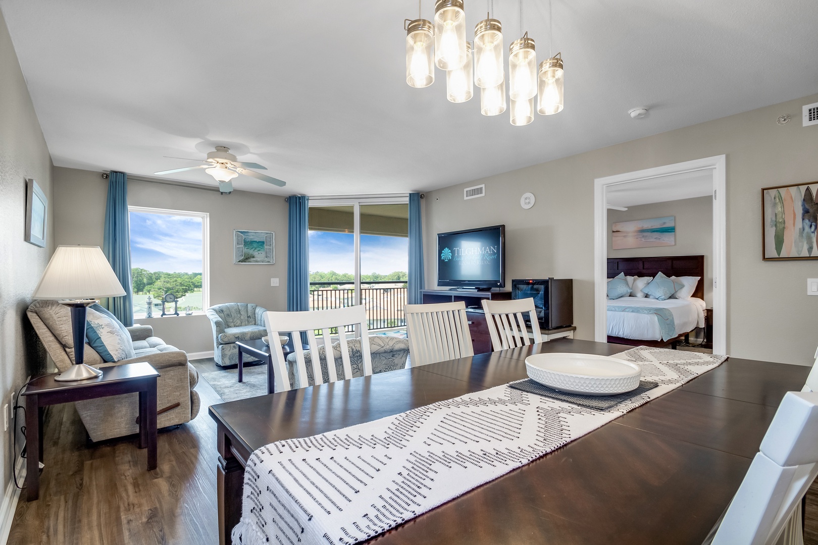 dining Area with View into Primary Bedroom