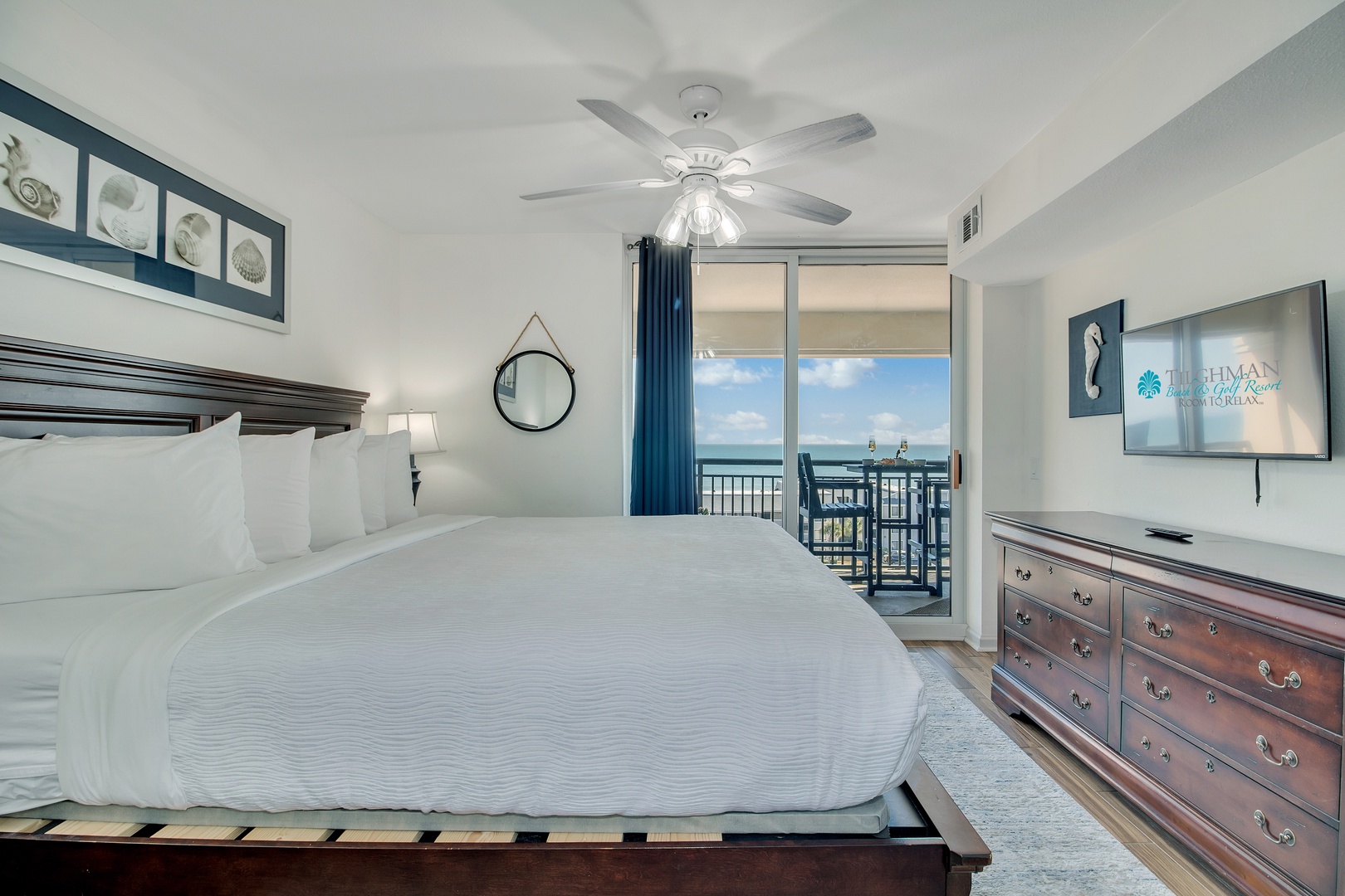 Wake up to breathtaking ocean views from your comfortable bed, where crisp linens and gentle sea breezes create the perfect coastal retreat.