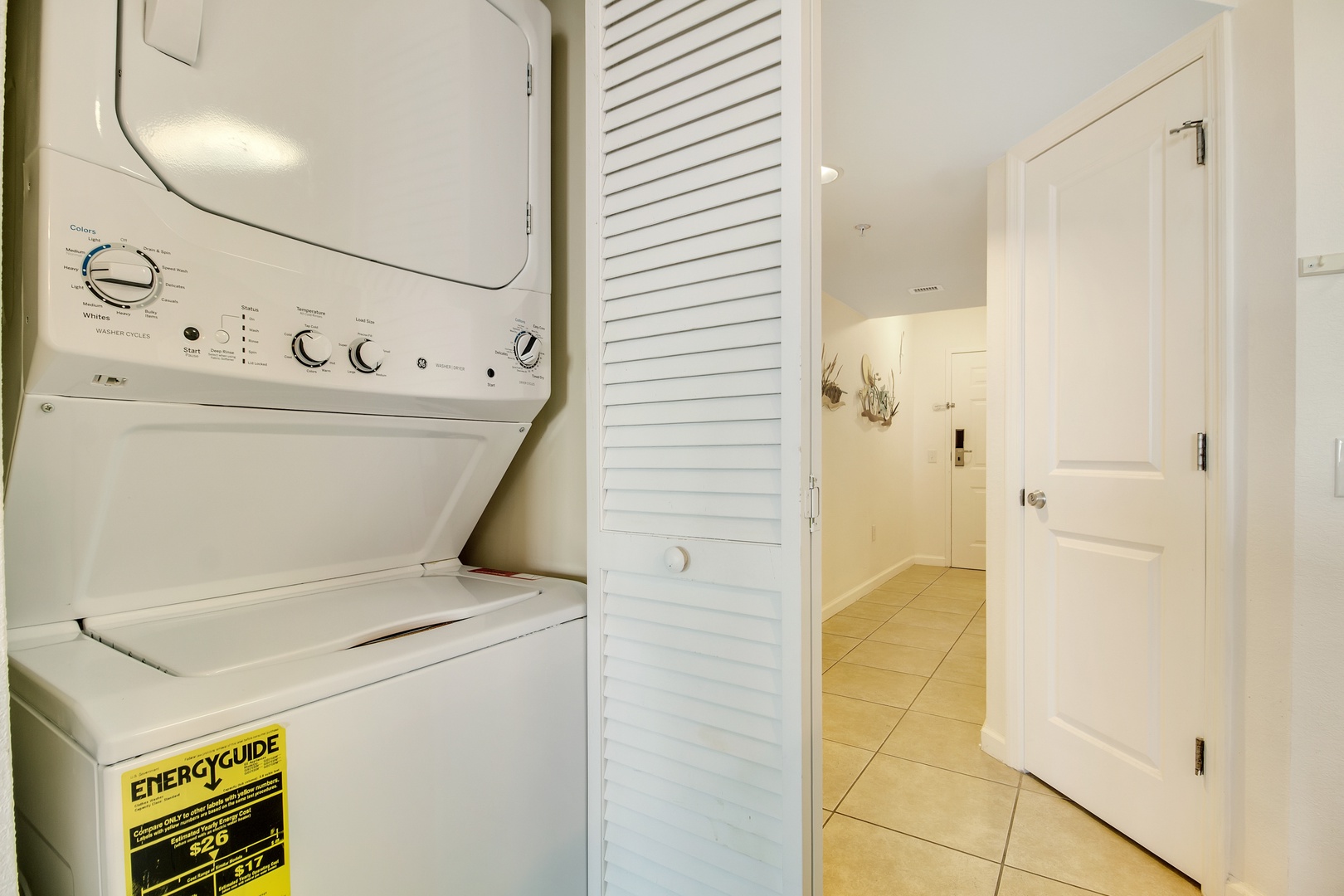 Your own washer and dryer in a convenient closet keeps your vacation wardrobe fresh and ready for any adventure.