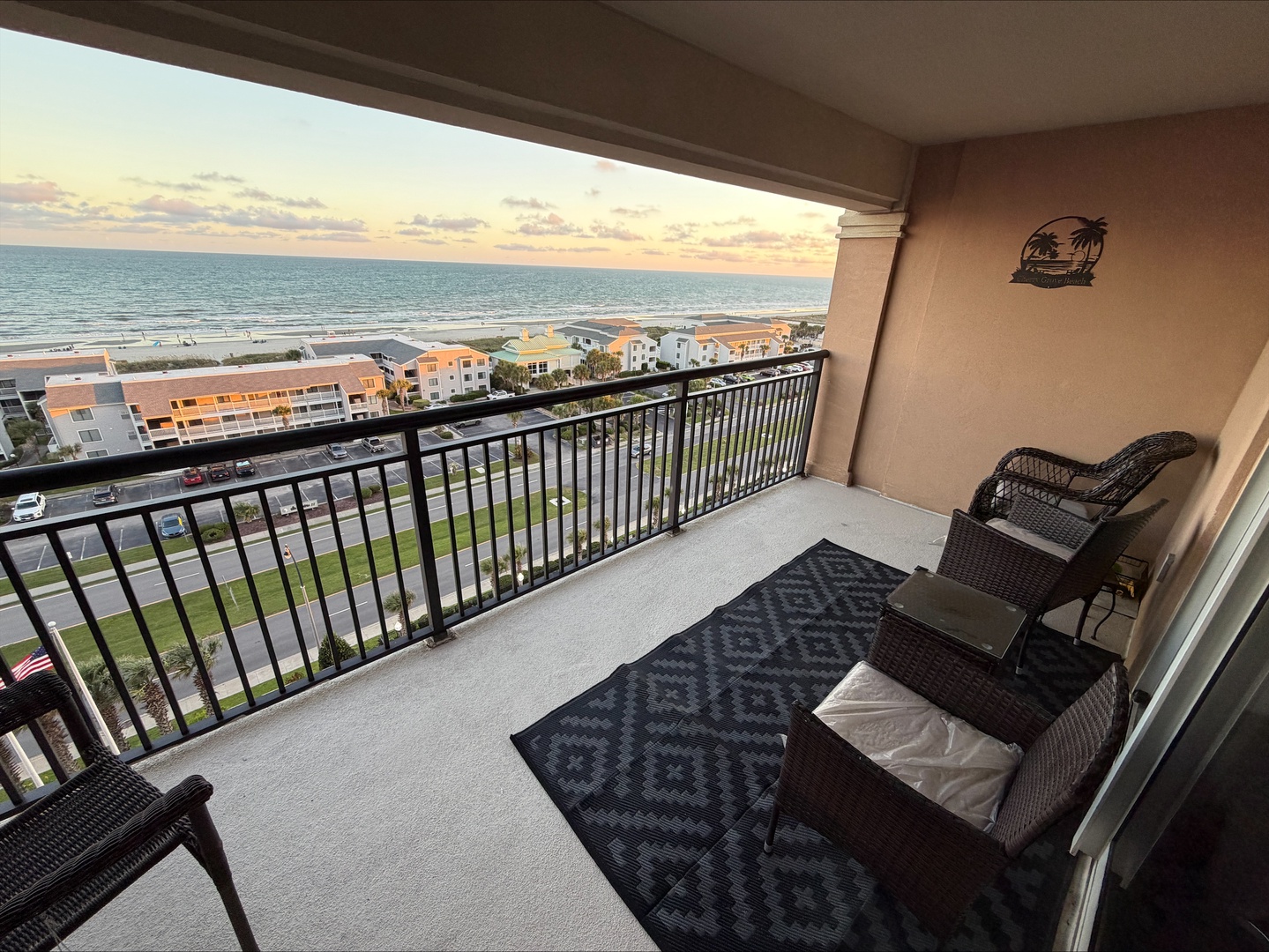 Start your mornings with breathtaking ocean views from your private balcony. Relax in the wicker lounge chairs and watch the gentle waves as the sky glows with sunrise colors.