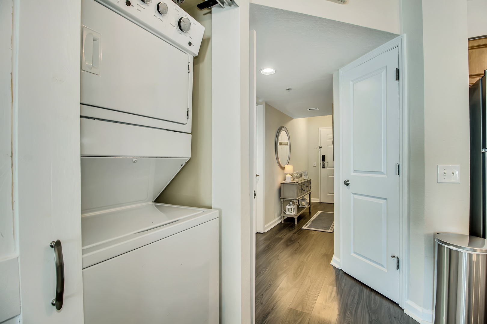 Your laundry needs are effortlessly handled with this convenient in-unit washer and dryer setup, keeping your vacation wardrobe fresh.