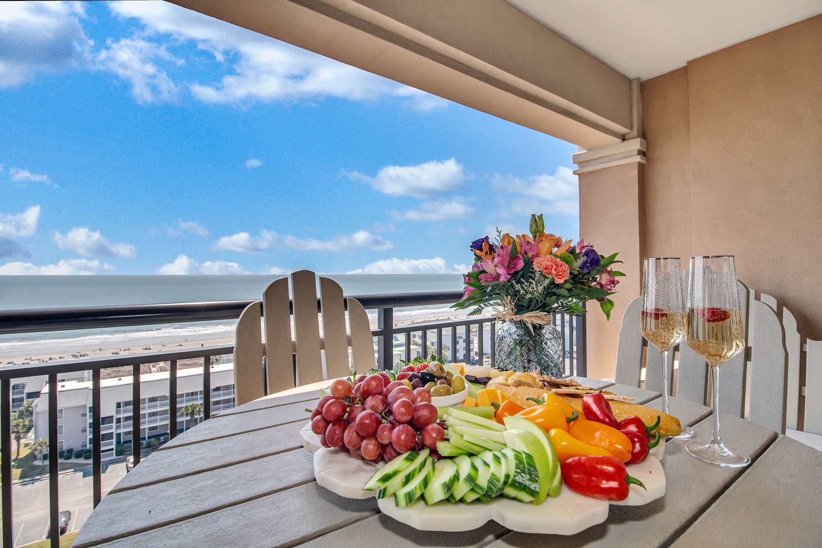 Savor fresh fruit and champagne on your private balcony while taking in stunning ocean views and gentle sea breezes.