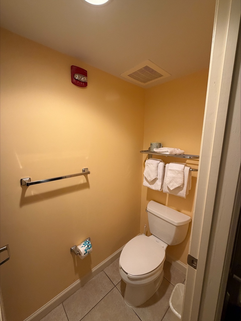 Your private bathroom comes stocked with fresh, fluffy towels and everything you need to feel right at home after a day of exploring.