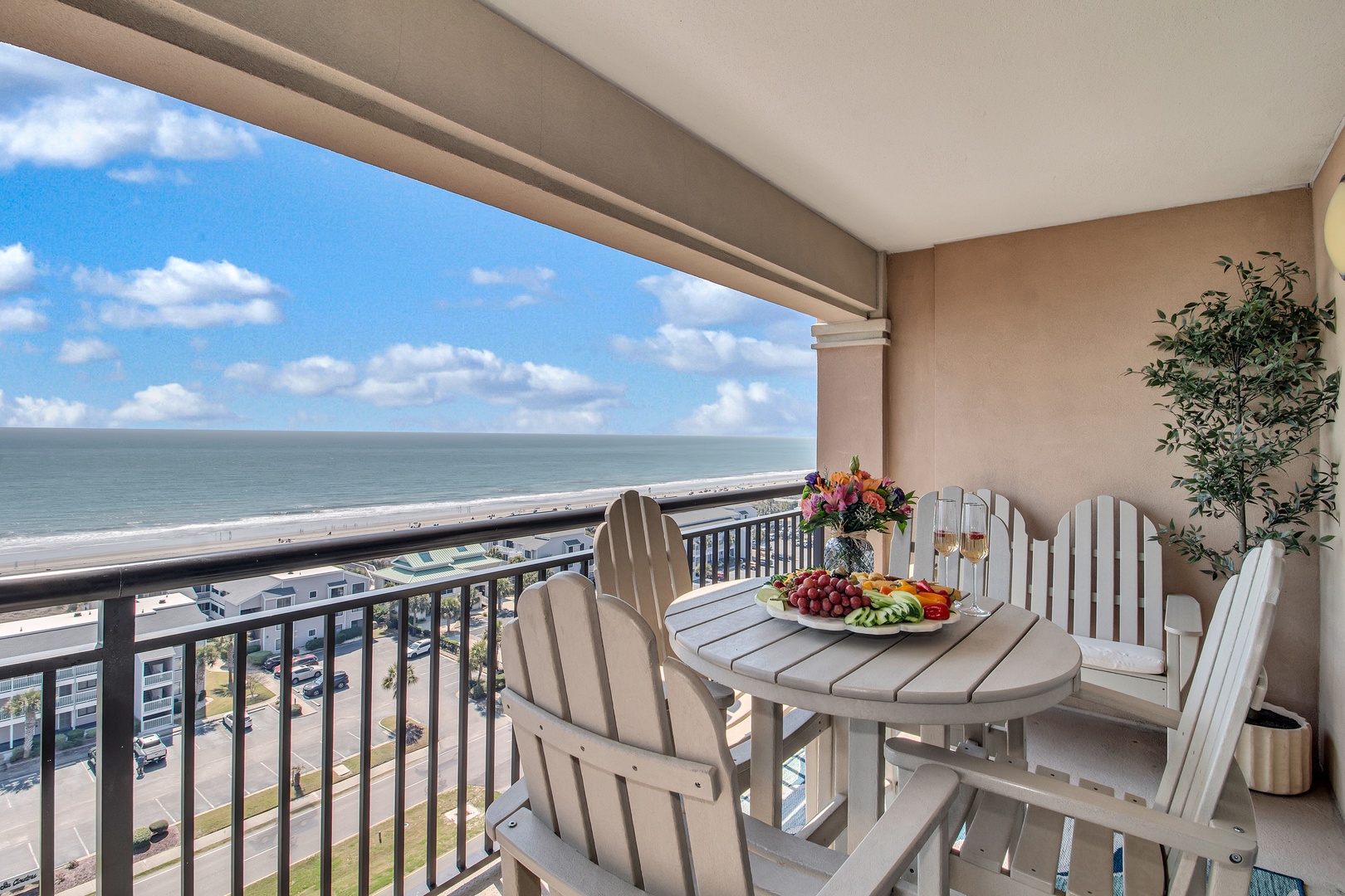 Your oceanfront balcony awaits with panoramic sea views, comfortable seating, and fresh coastal breezes for the perfect morning coffee or evening wine.
