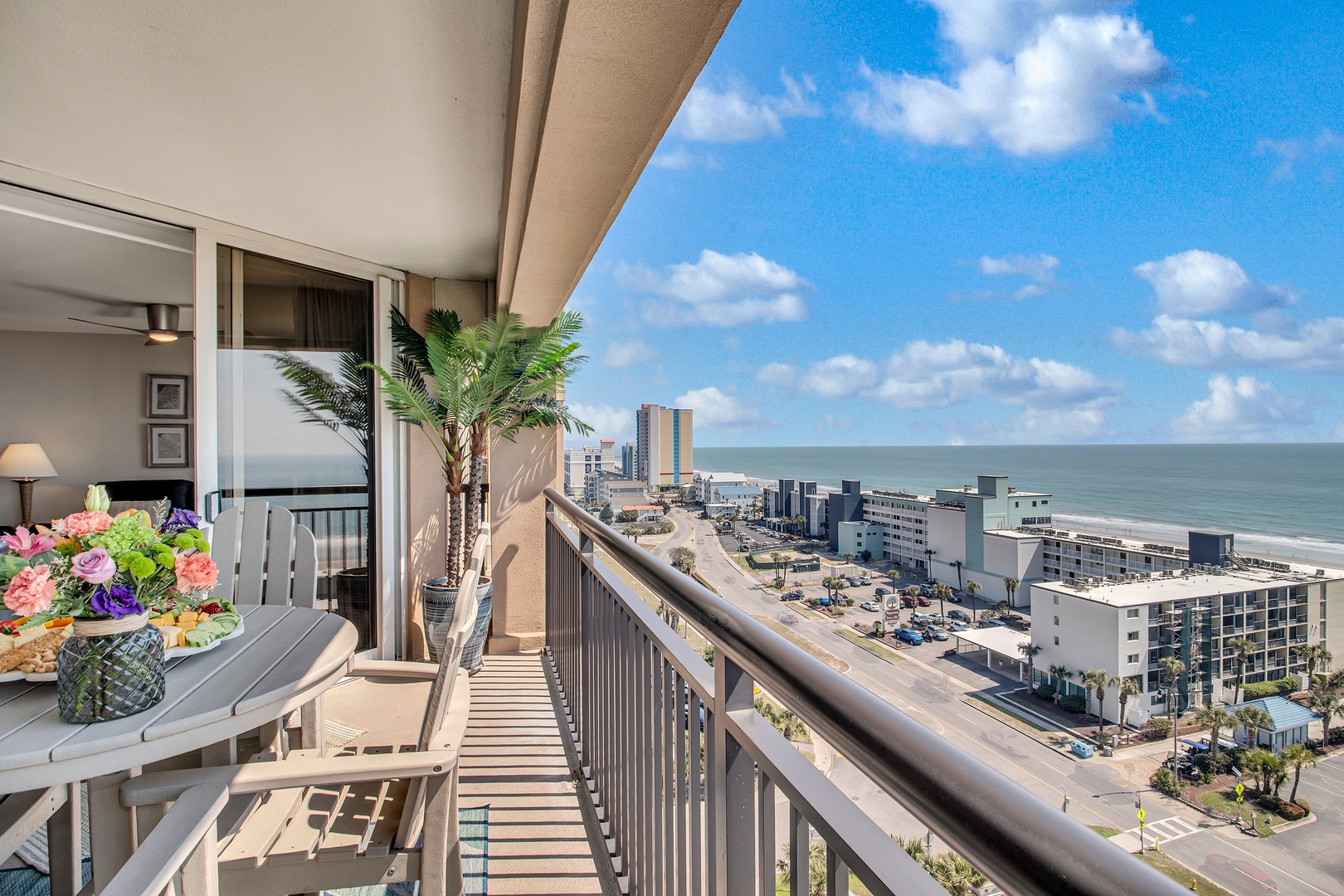 Spectacular ocean views and city skyline from your private balcony, complete with outdoor dining for memorable seaside mornings.