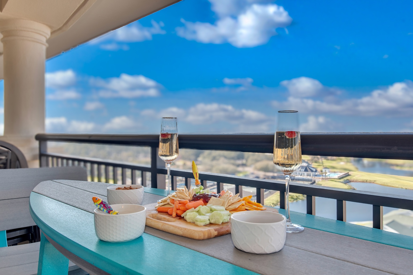 Savor your morning coffee and fresh snacks on your private balcony while gazing at endless ocean views.