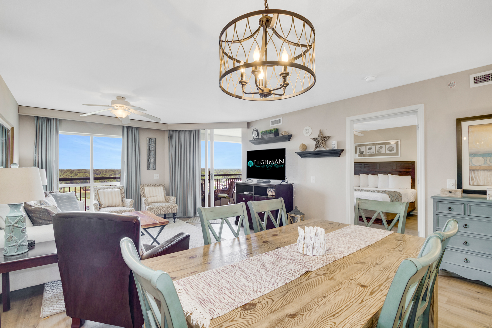 Living Area with View into Primary Bedroom
