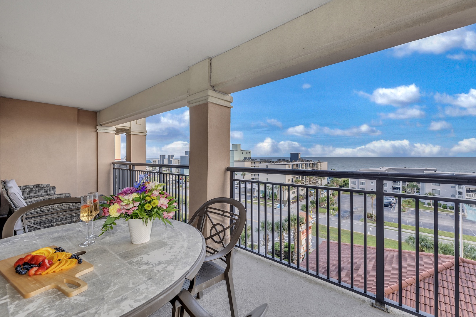 Savor your morning coffee on your private balcony, where city skyline meets sparkling sea views. Fresh coastal breezes and endless blue horizons create the perfect setting for memorable moments.