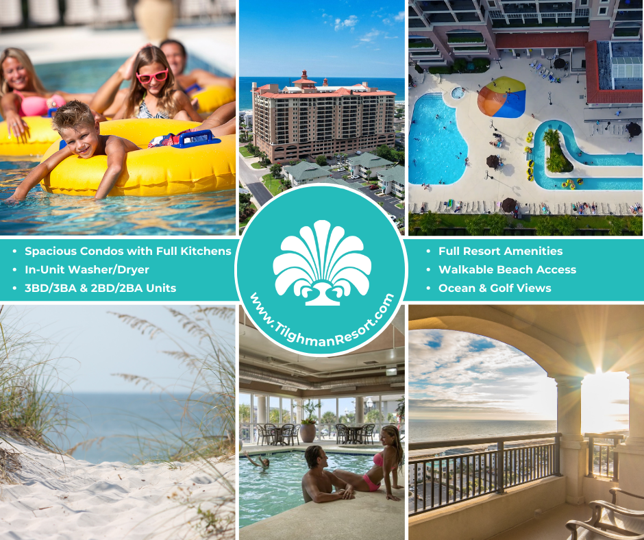 A stunning aerial view showcases resort amenities including pools and recreation areas.