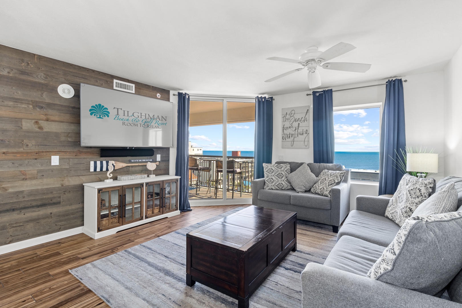 Living Room and Balcony with Ocean View North Myrtle