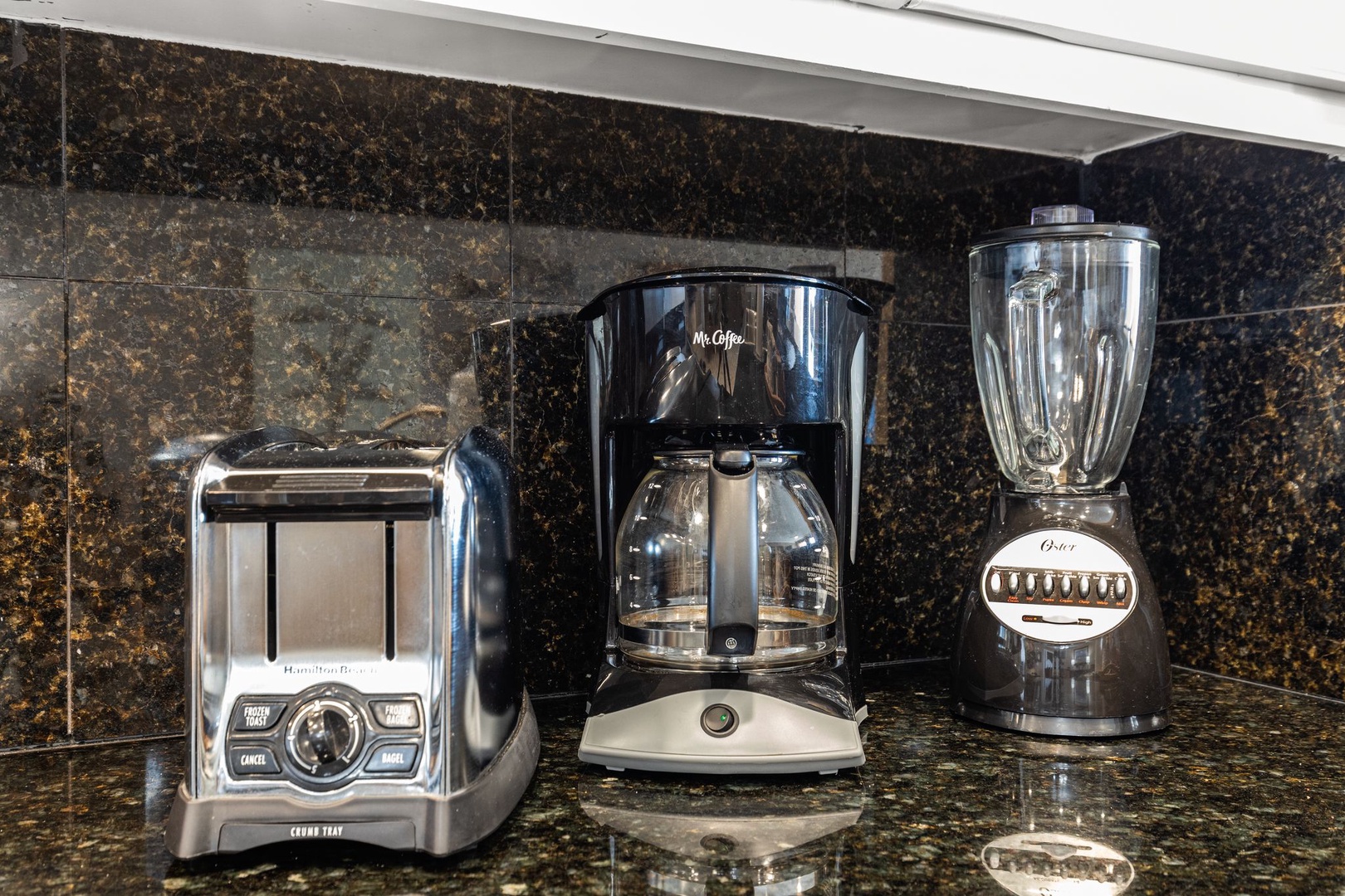 Your kitchen includes a quality coffee maker, toaster, and blender—everything you need to start your day right or whip up fresh smoothies.