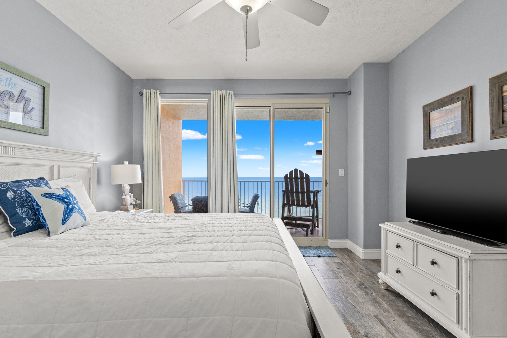 Wake up to stunning ocean views from your comfortable bed. Gentle sea breezes and the sound of waves create your perfect coastal retreat.