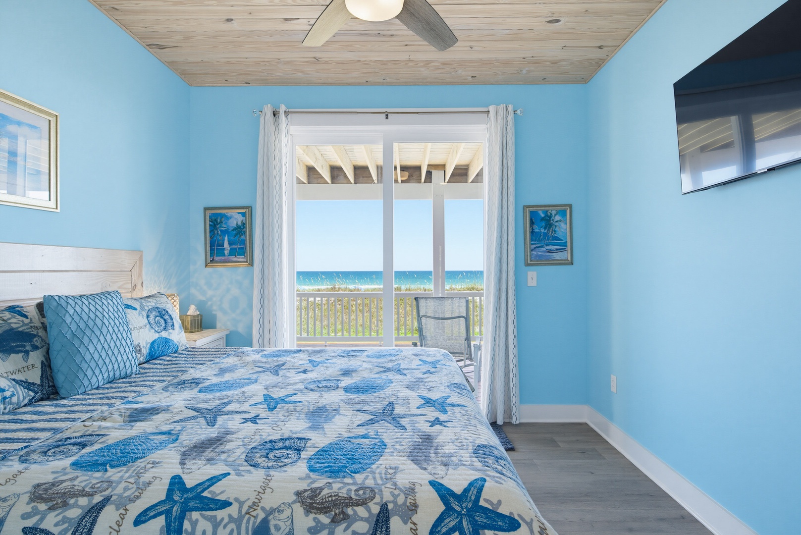 Blue bedroom television