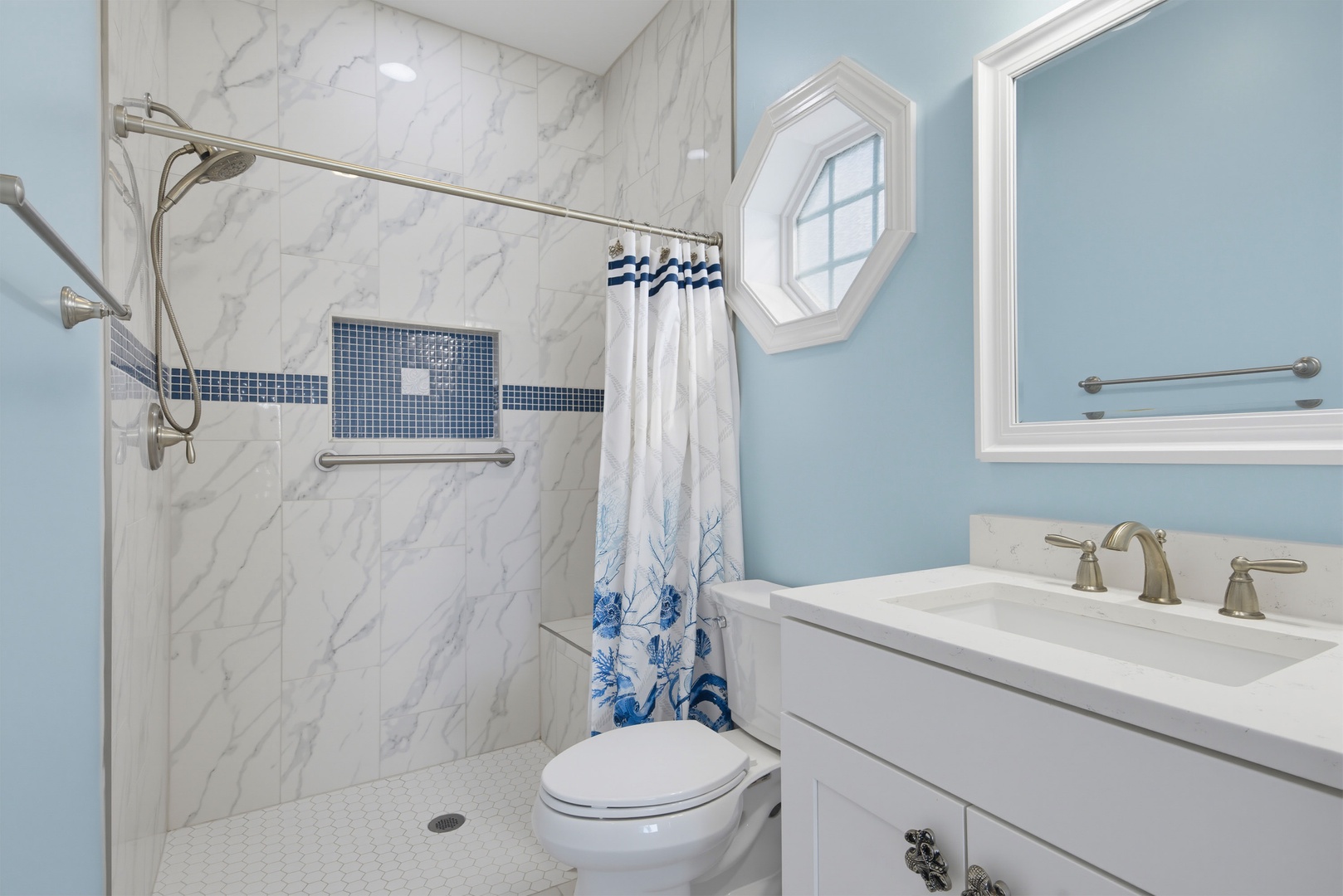 Blue Ensuite Bathroom
