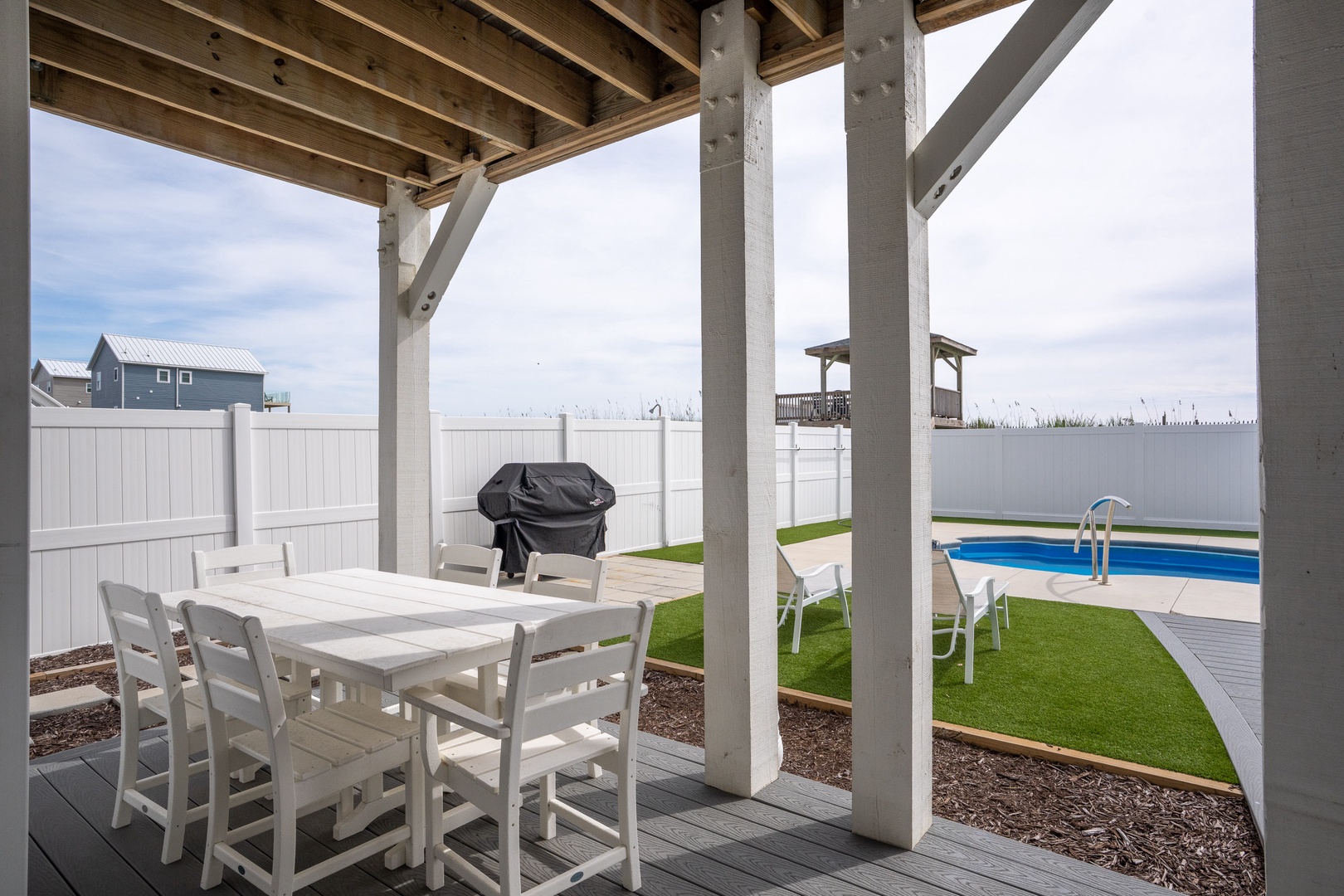 Poolside dining table