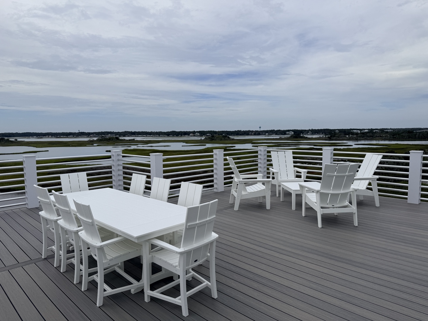Marsh-view rooftop deck