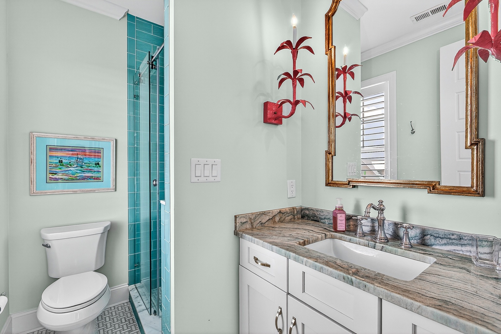 Turquoise-tile bathroom