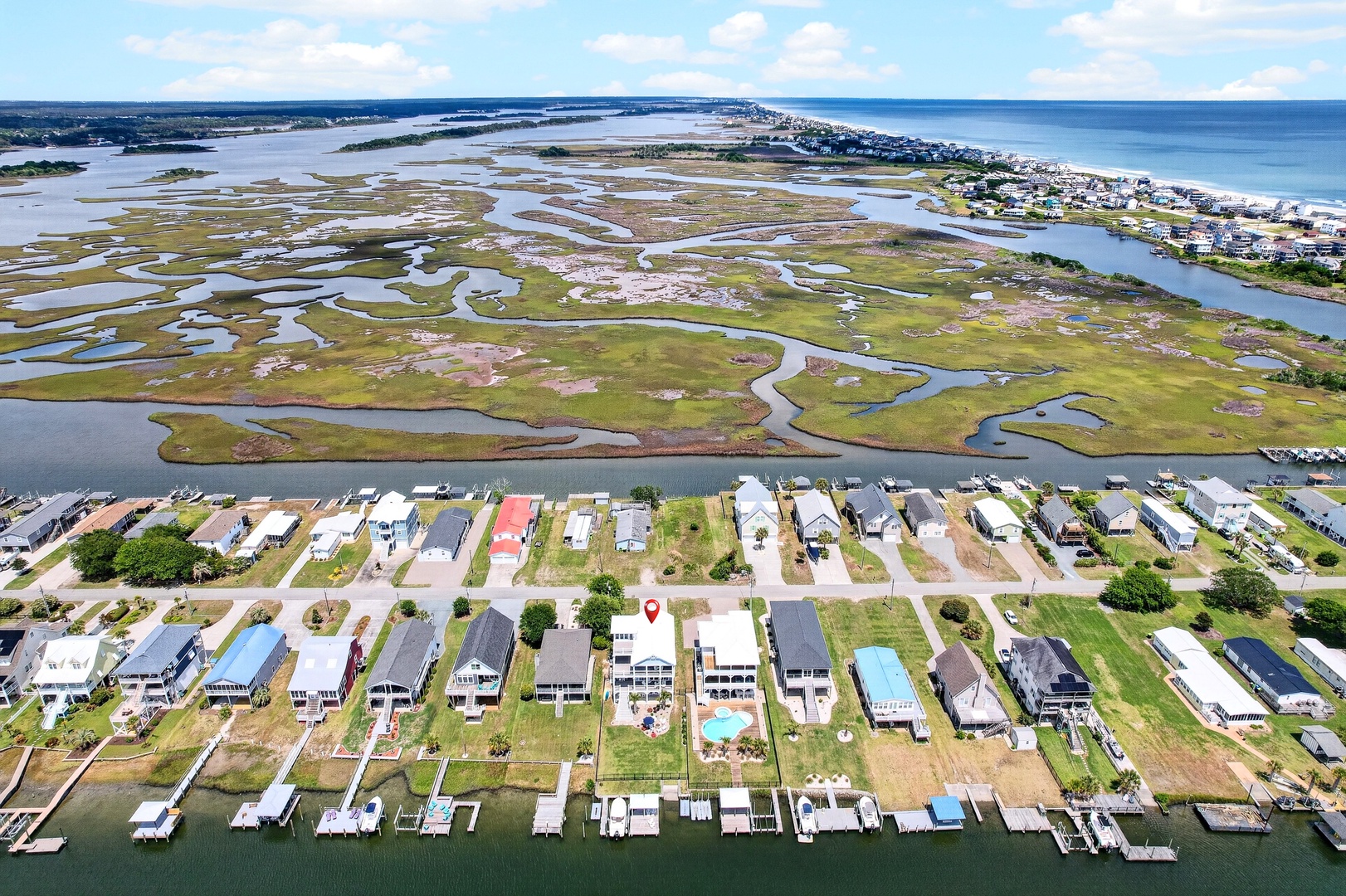 Coastal neighborhood aerial