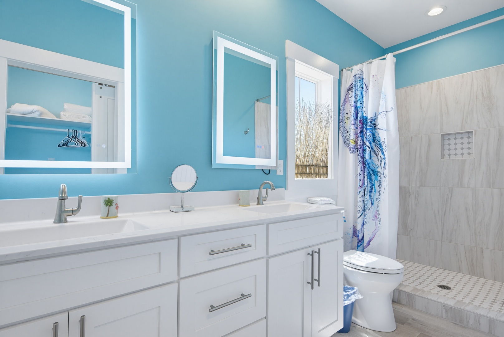 Double vanity shower