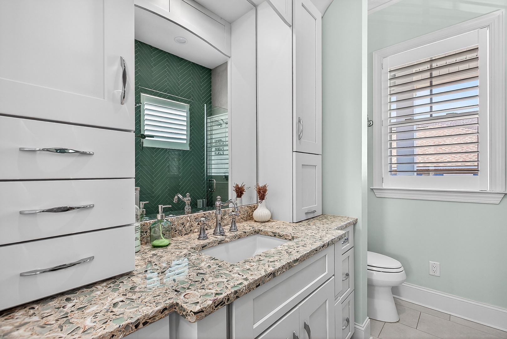 Herringbone-tile shower