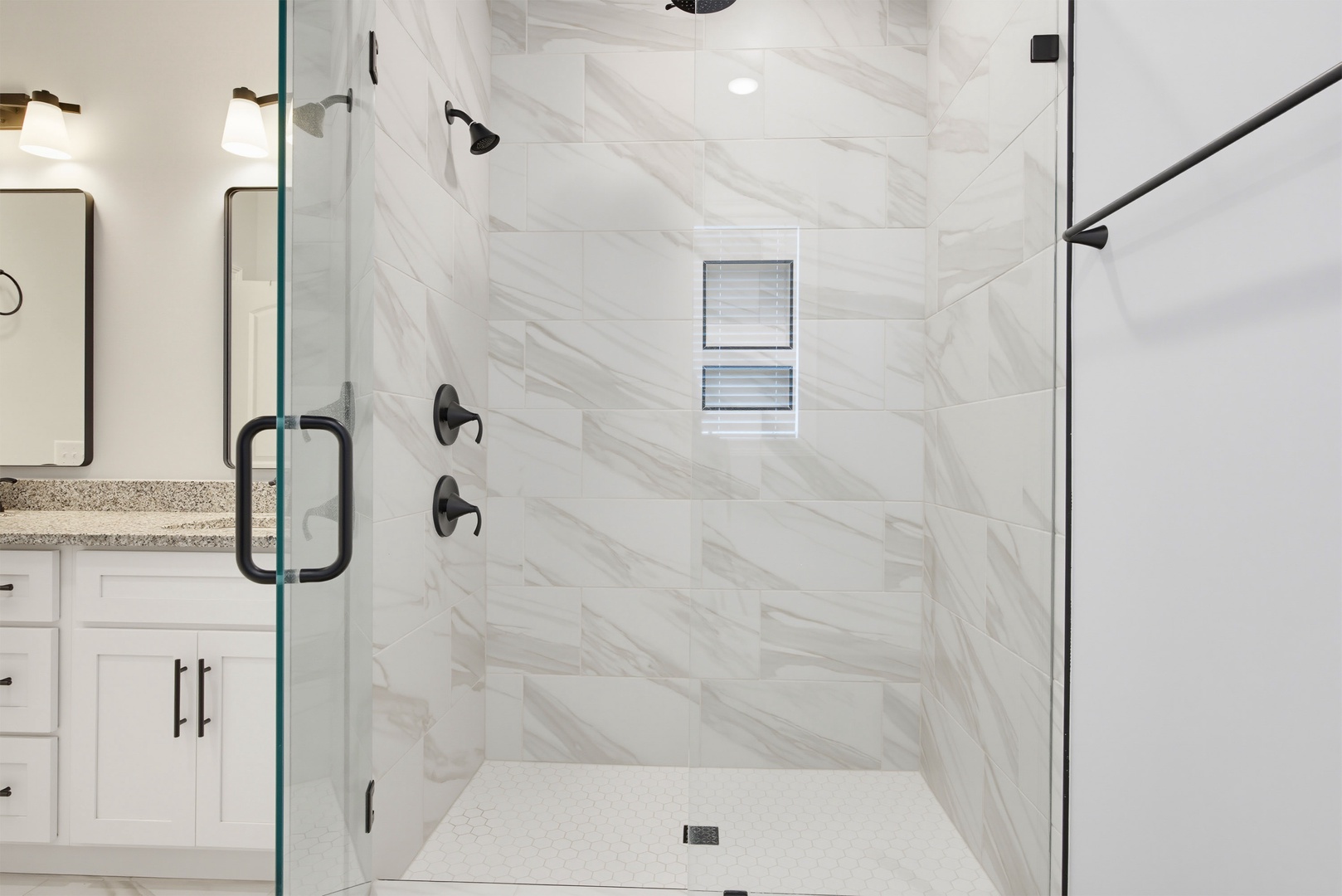 Glass walk-in shower