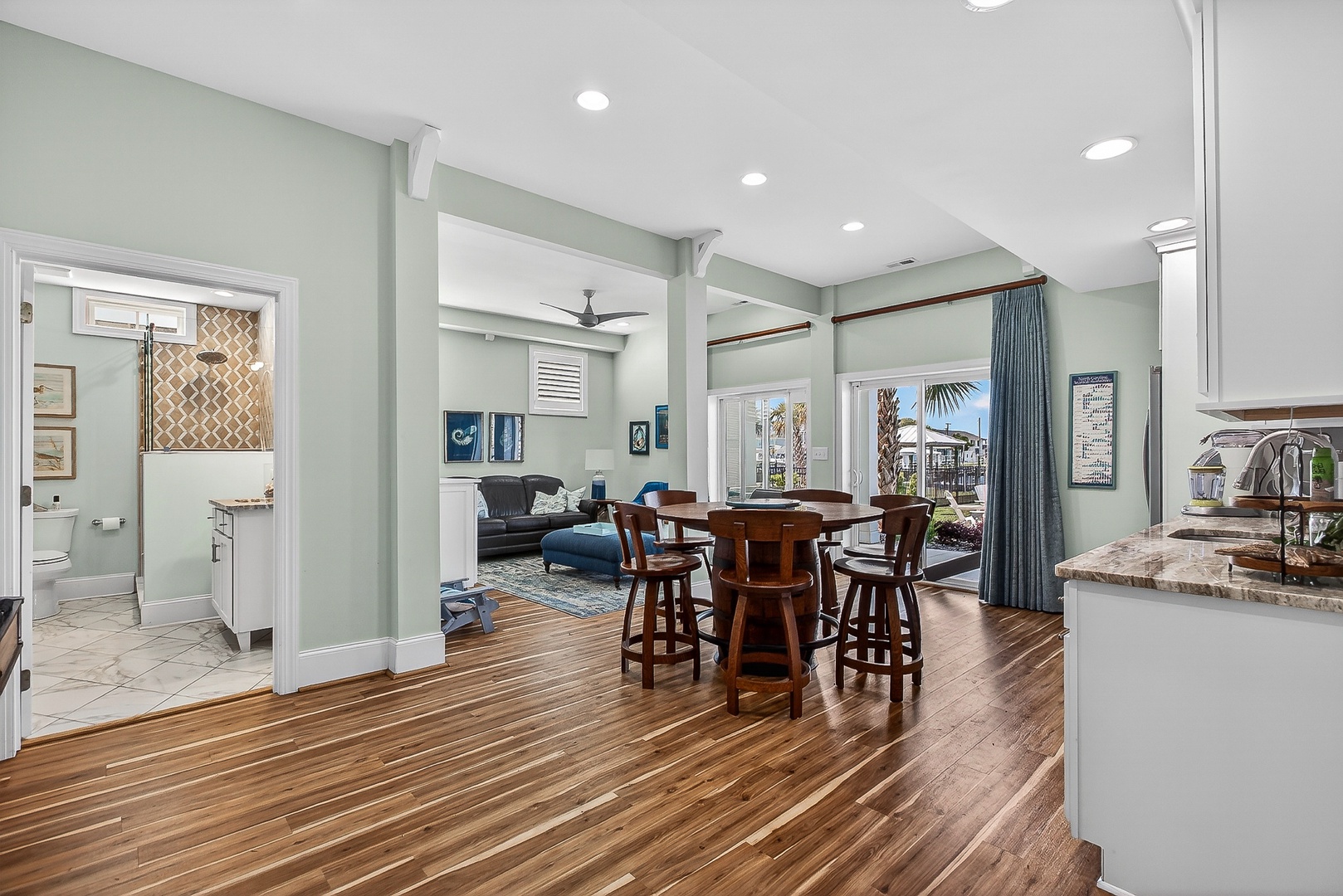 High-top dining area
