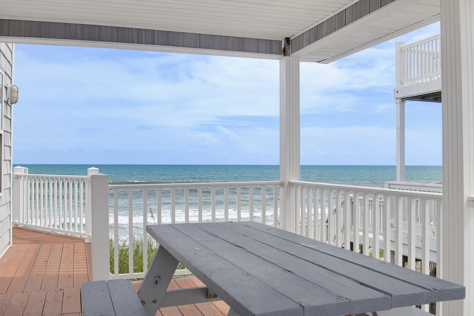 Covered oceanfront deck