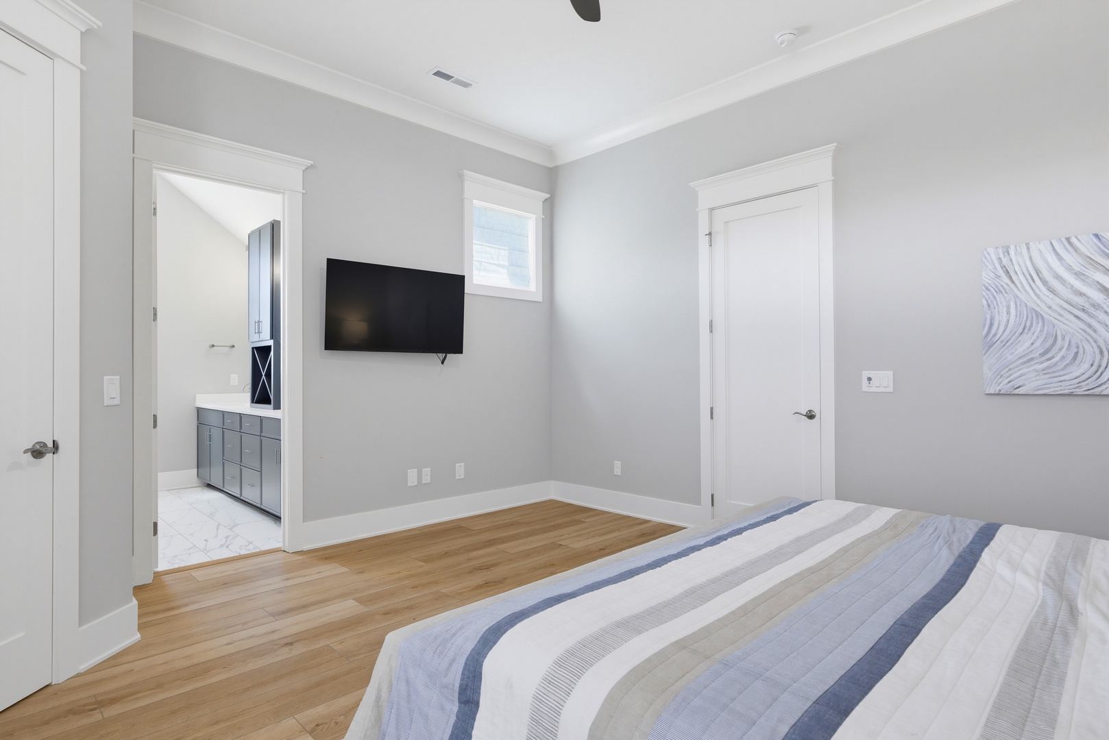 Striped Bedroom TV