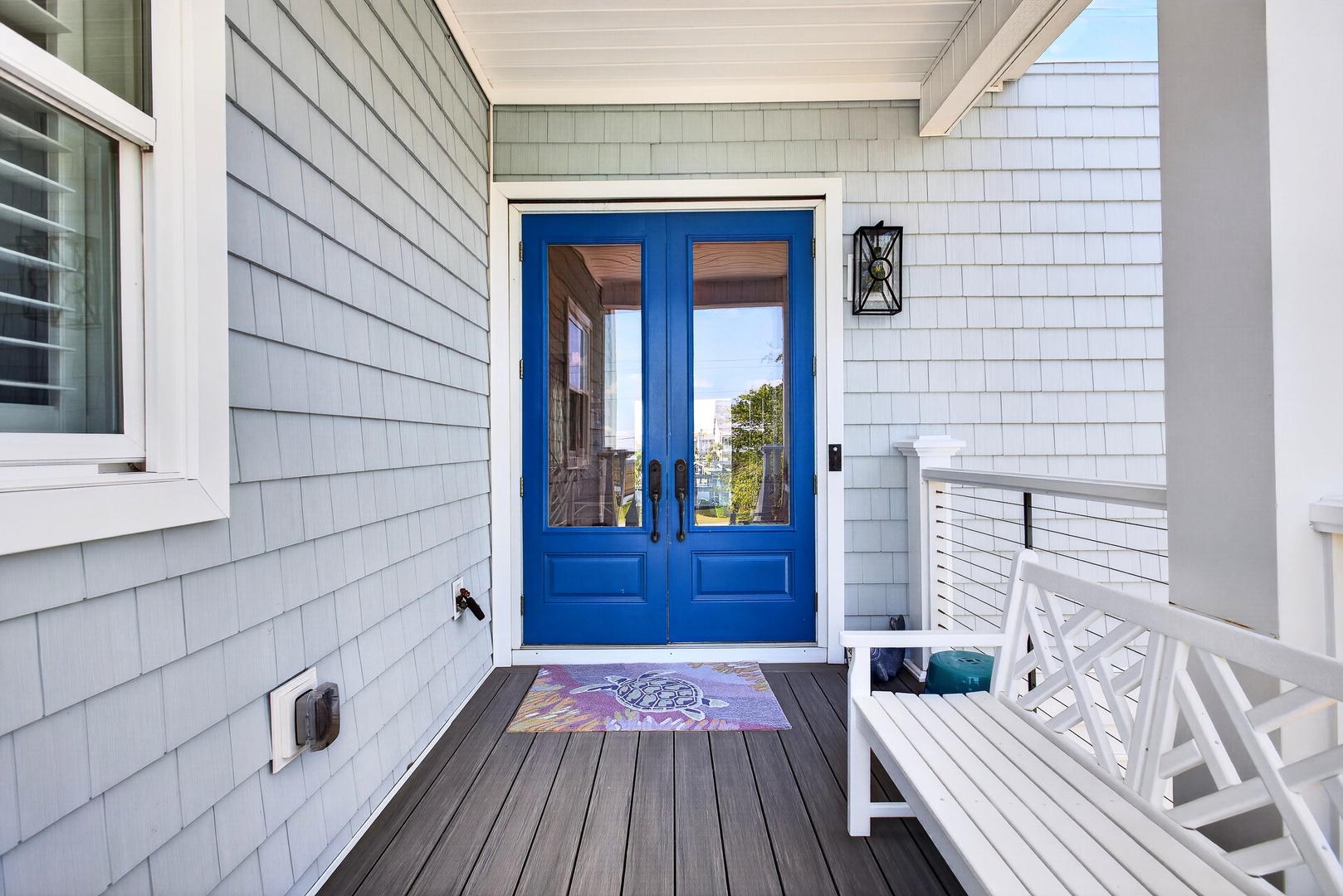Blue front doors