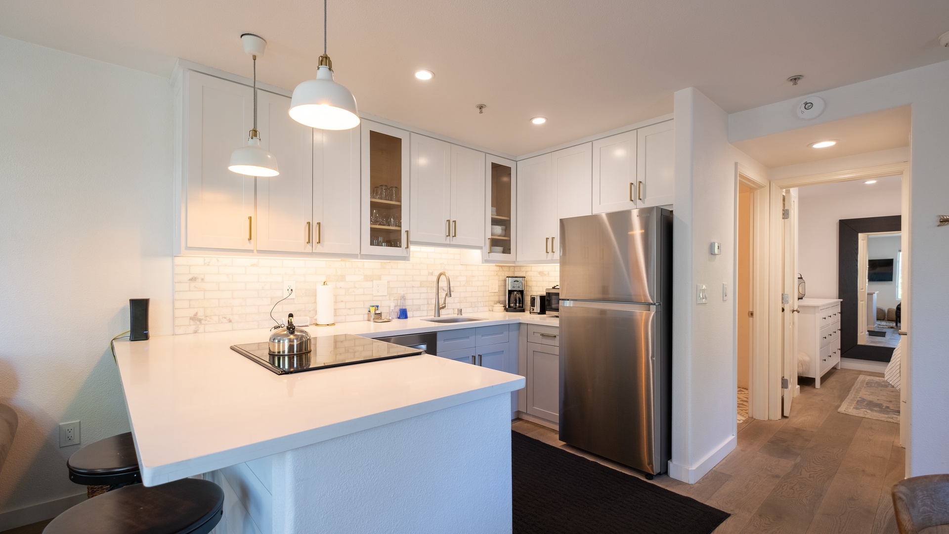 Kitchen and Hallway:  Sweetbriar Garden Suite