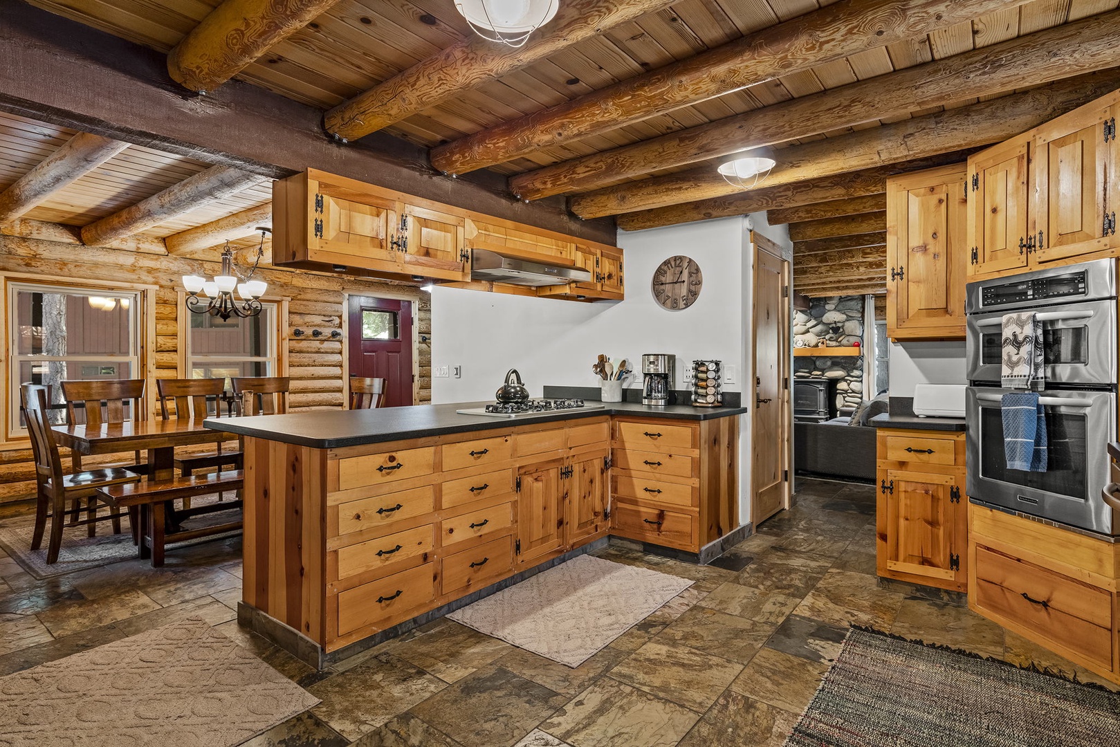 Kitchen and Dining Room: Tahoe Donner Log Cabin