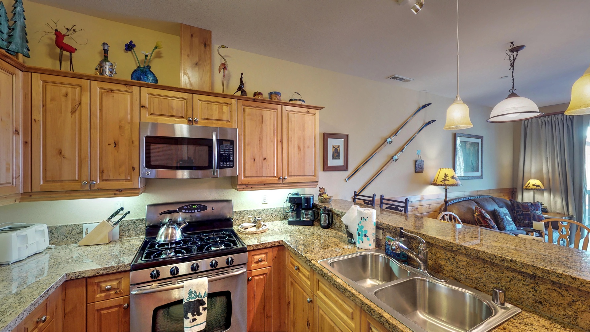 Kitchen with countertops~ oven and microwave: Truckee Cinnabar Vacation Retreat
