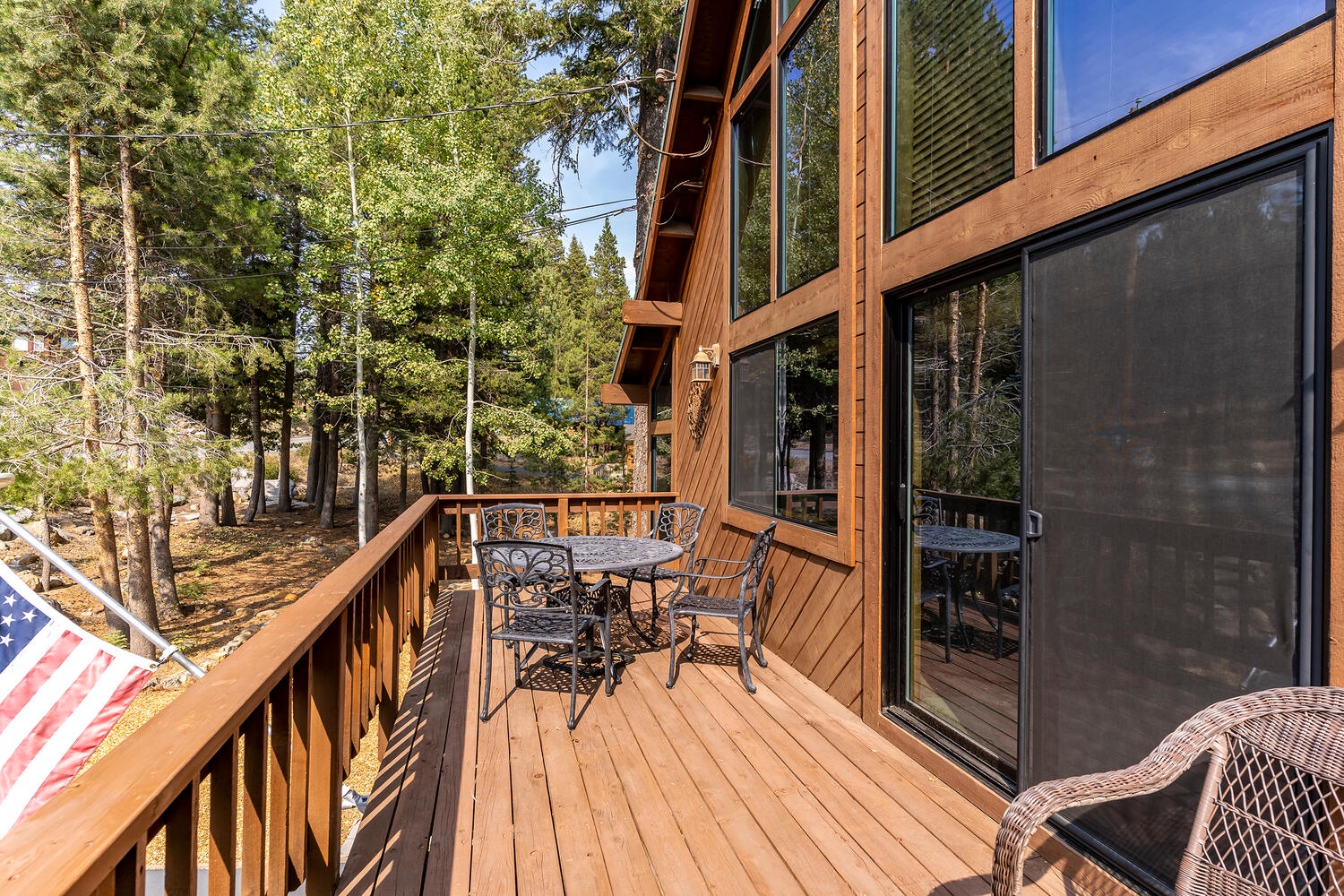 Upstairs Front Patio with Lounge Area: Pinecone Lodge with Private Hot tub