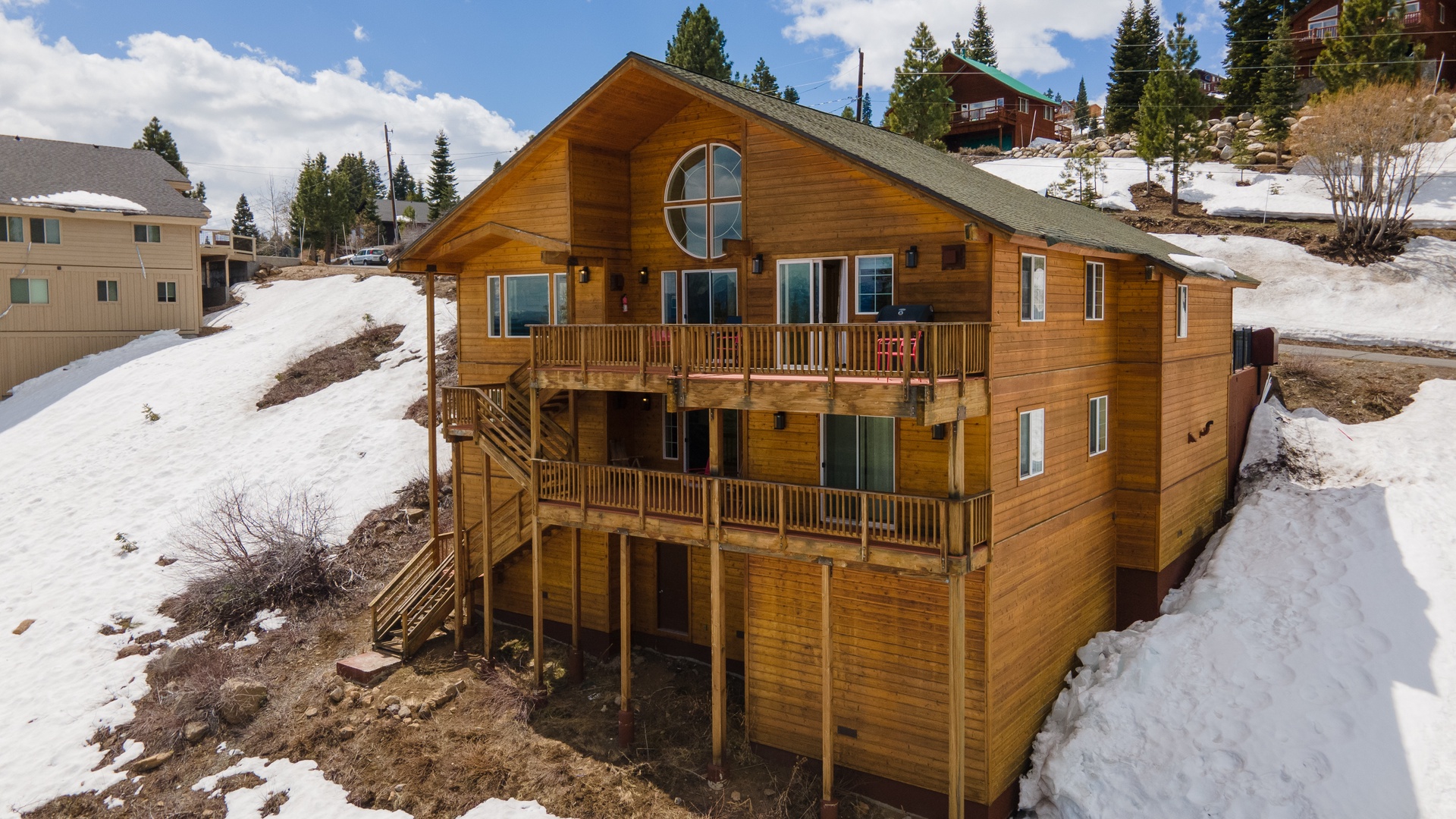Aerial View From Back of House: Mountaintop Tahoe Donner Getaway