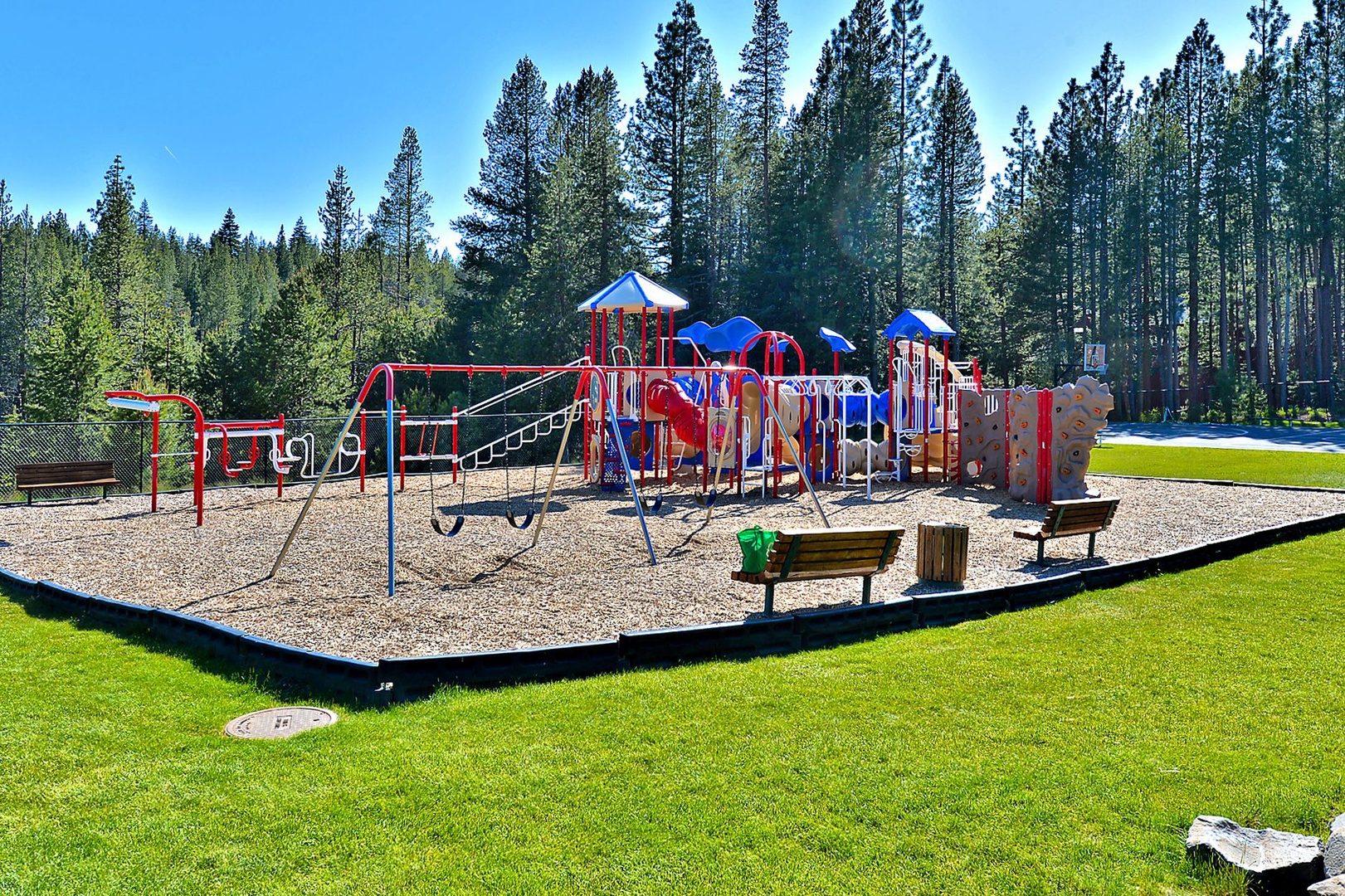 Trout Creek Rec Center Playground: Three Pines Family Cabin