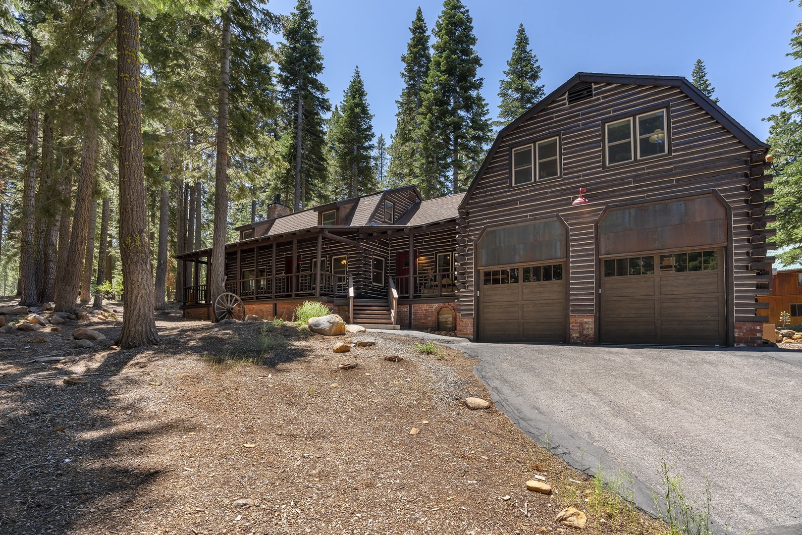 View From Street: Tahoe Donner Log Cabin