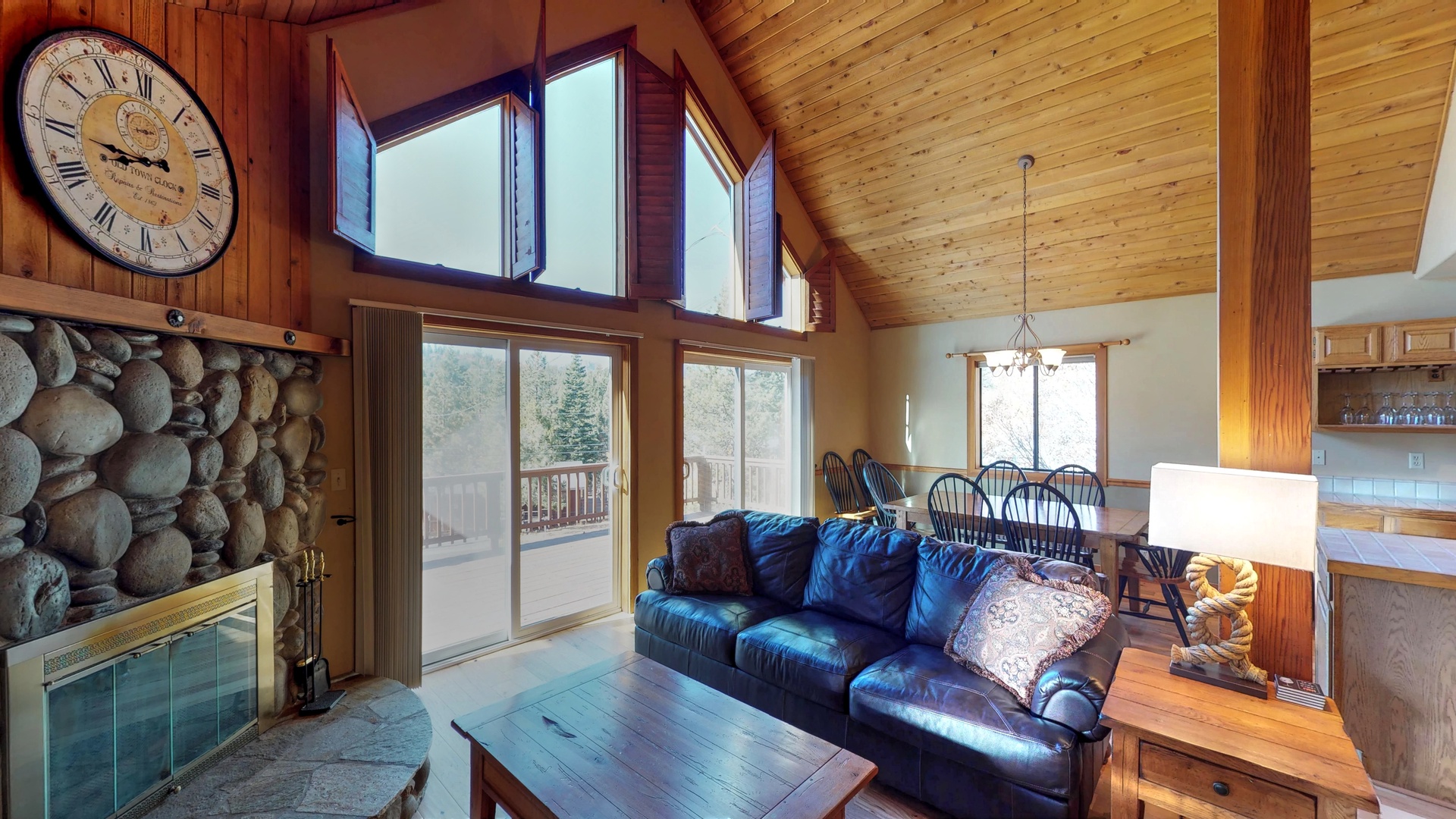 Family Area with Fireplace and Stone Mantle: Wolfgang Vacation Cabin